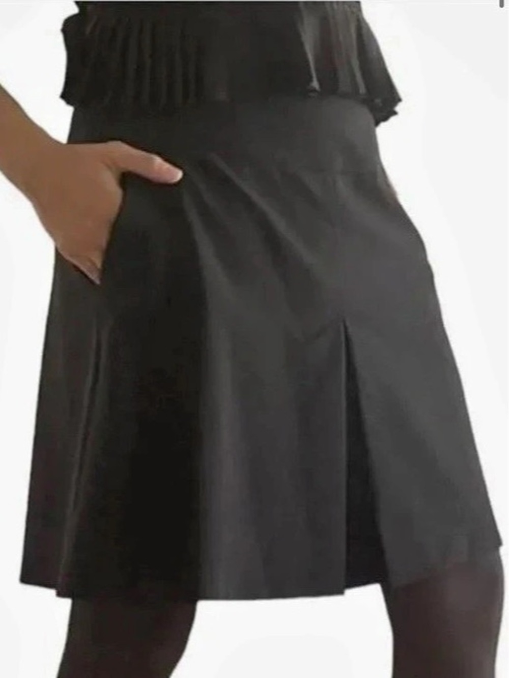 Coach 1941 Black Wool Blend Inverted Pleat A-Line Mini Skirt Lined Pockets Size